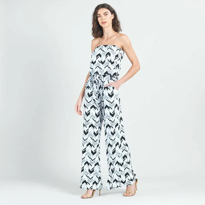 Tube Top Pocket Jumpsuit 8211 Chevron Stripe 8211 Final Sale Women Clara Sunwoo Dresses Jumpsuits