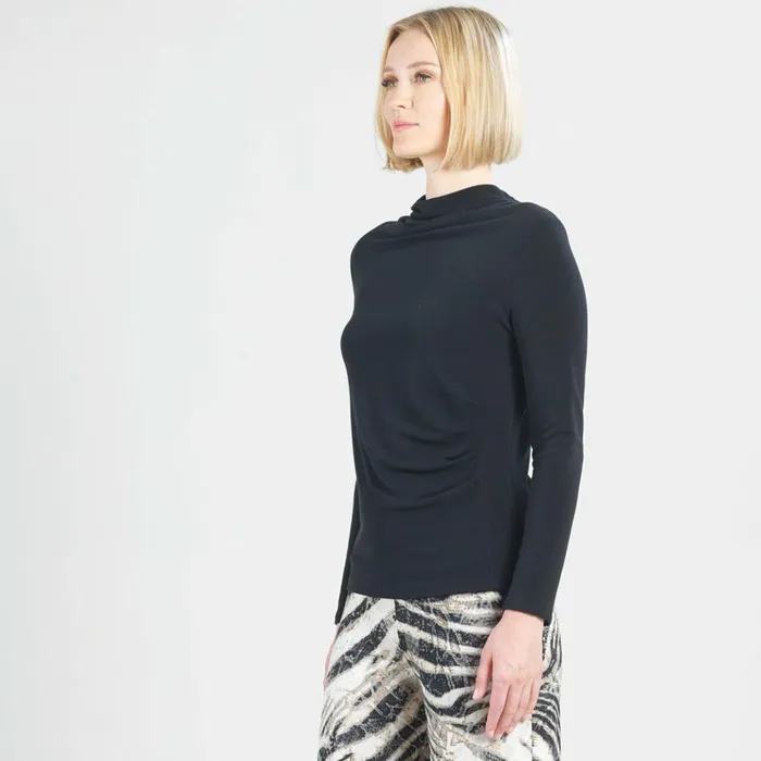 Ultra Cozy 8211 Draped Neck Side Ruched Sweater Top 8211 Black 8211 Final Sale Women Clara Sunwoo Sweaters