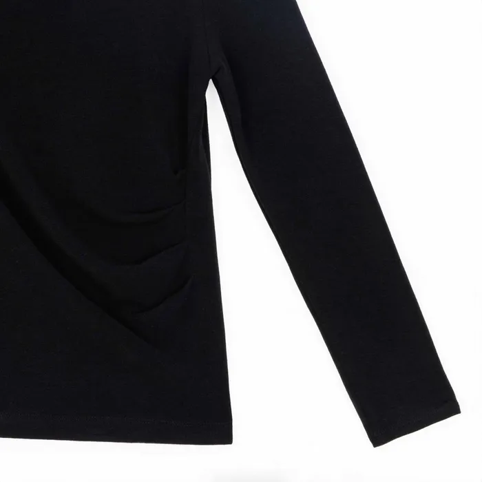Ultra Cozy 8211 Draped Neck Side Ruched Sweater Top 8211 Black 8211 Final Sale Women Clara Sunwoo Sweaters
