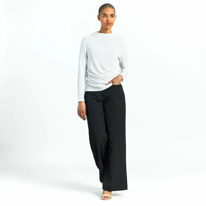 Ultra Cozy 8211 Draped Neck Side Ruched Sweater Top 8211 Ivory 8211 Final Sale Women Clara Sunwoo Sweaters Ultra Cozy 8211 Draped Neck Side Ruched Sweater Top 8211 Ivory 8211 Final Sale Women Clara Sunwoo Sweaters