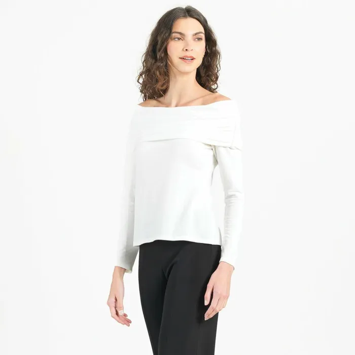 Ultra Cozy 8211 Ruched OffShoulder Sweater Top 8211 Ivory 8211 Limited Sizes 8211 LRG XL 1X Women Clara Sunwoo Sweaters