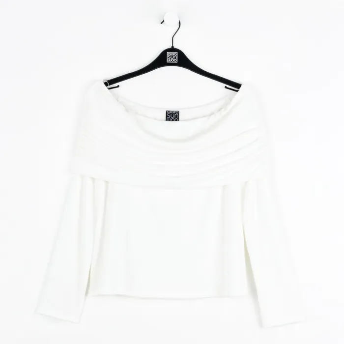 Ultra Cozy 8211 Ruched OffShoulder Sweater Top 8211 Ivory 8211 Limited Sizes 8211 LRG XL 1X Women Clara Sunwoo Sweaters