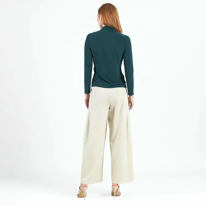 VNeck Draped Pleat Top 8211 Hunter Green 8211 Final Sale Women Clara Sunwoo Tops Tunics