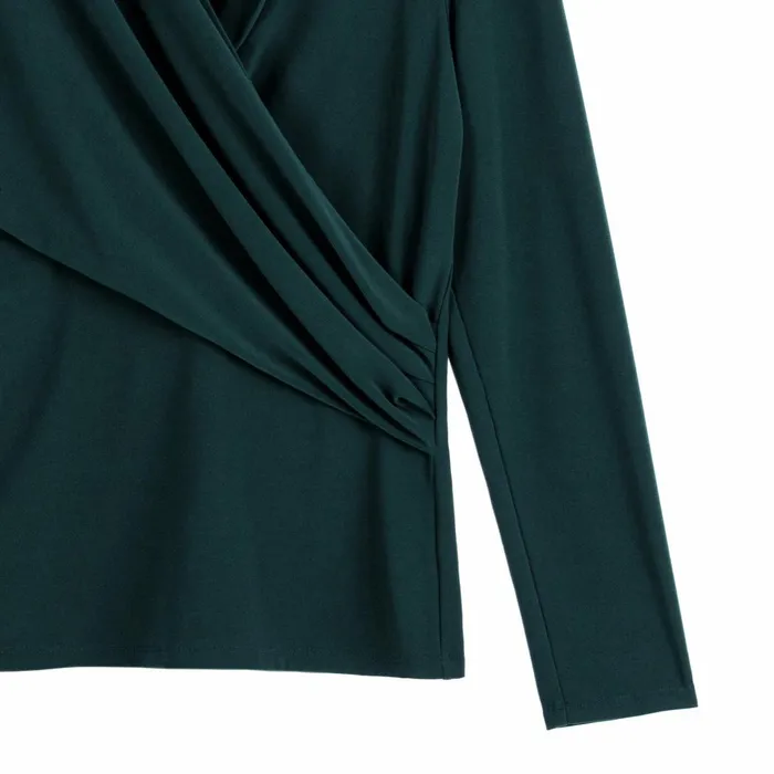 VNeck Draped Pleat Top 8211 Hunter Green 8211 Final Sale Women Clara Sunwoo Tops Tunics