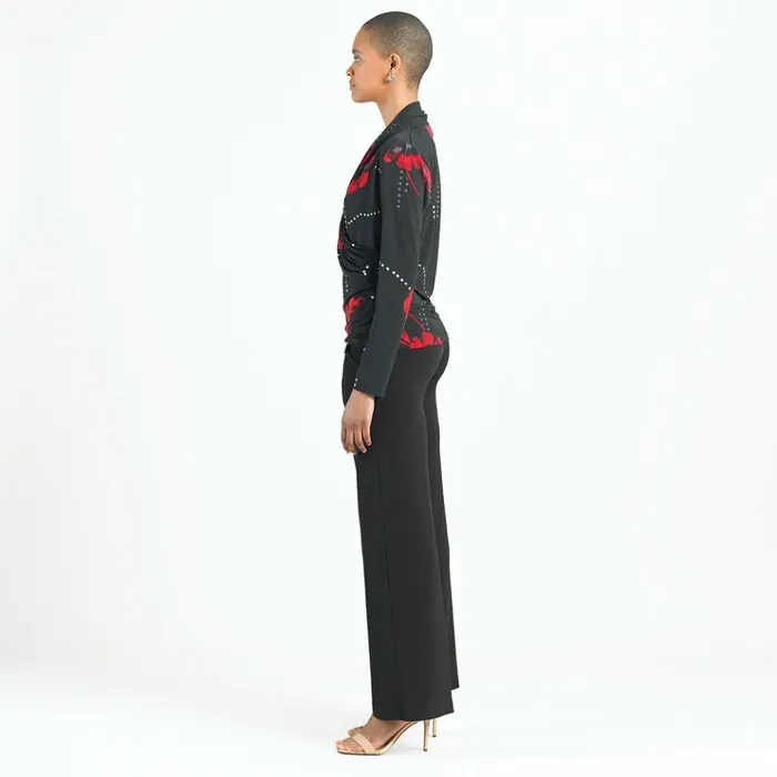 VNeck Draped Pleat Top 8211 Polka Poppy 8211 Final Sale Women Clara Sunwoo Tops Tunics