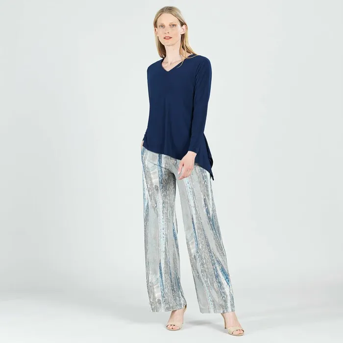 VNeck Side Flow Top 8211 Navy 8211 Final Sale Women Clara Sunwoo Modern Basics
