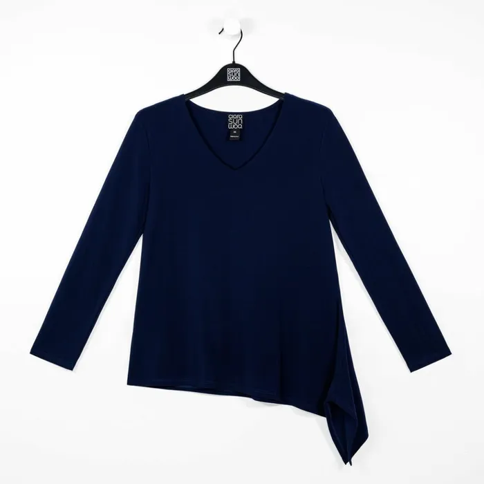 VNeck Side Flow Top 8211 Navy 8211 Final Sale Women Clara Sunwoo Modern Basics