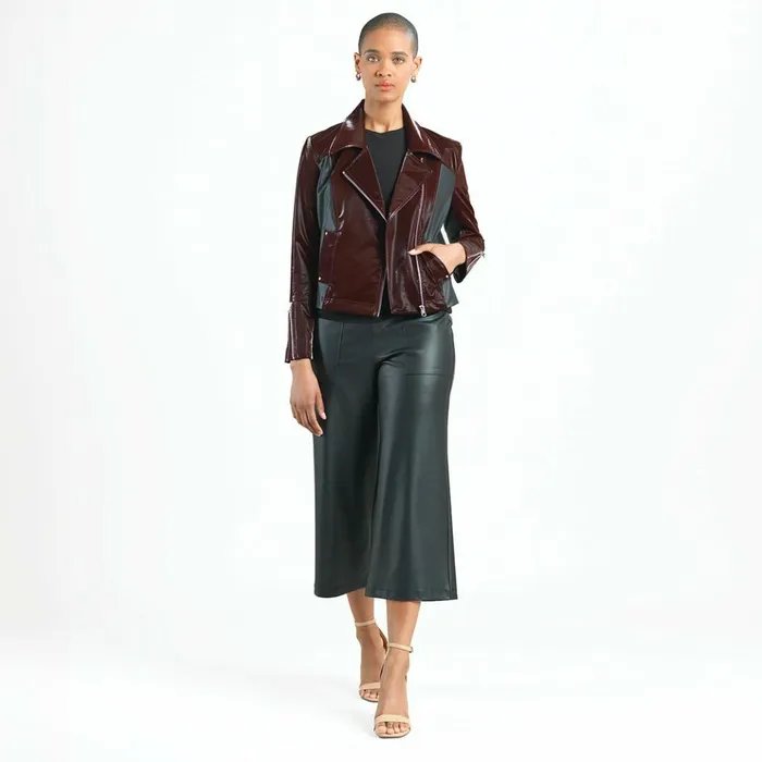 Vinyl 8211 Liquid Leather Panel Zip Cuff Pocket Jacket 8211 Mulberry 8211 Limited Sizes Women Clara Sunwoo Jackets Cardigans