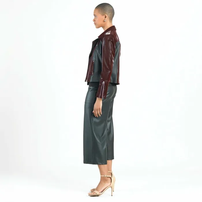 Vinyl 8211 Liquid Leather Panel Zip Cuff Pocket Jacket 8211 Mulberry 8211 Limited Sizes Women Clara Sunwoo Jackets Cardigans