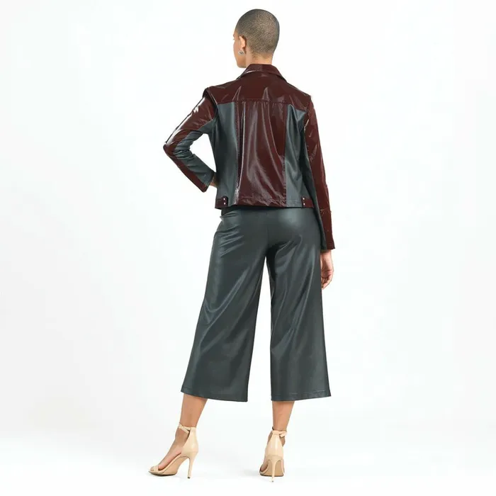 Vinyl 8211 Liquid Leather Panel Zip Cuff Pocket Jacket 8211 Mulberry 8211 Limited Sizes Women Clara Sunwoo Jackets Cardigans