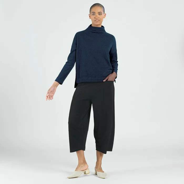 Waffle Knit 8211 Funnel Neck Sweater Top 8211 Navy 8211 Final Sale Women Clara Sunwoo Sweaters Waffle Knit 8211 Funnel Neck Sweater Top 8211 Navy 8211 Final Sale Women Clara Sunwoo Sweaters