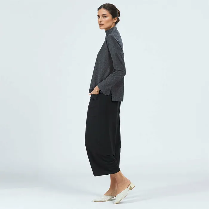 Waffle Knit 8211 Funnel Neck Sweater Top 8211 Smoke 8211 Final Sale Women Clara Sunwoo Sweaters