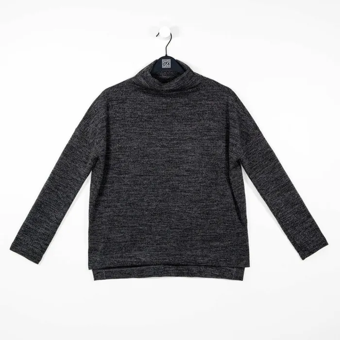 Waffle Knit 8211 Funnel Neck Sweater Top 8211 Smoke 8211 Final Sale Women Clara Sunwoo Sweaters