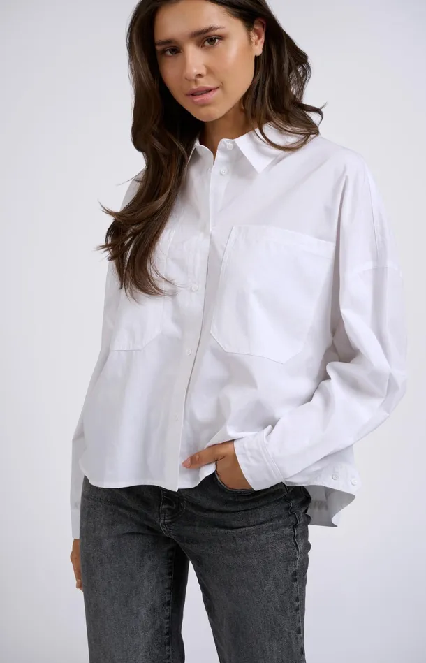 White Blouse With Batwing Sleeves Buttons And Chest Pockets Pure White Women YAYA Blouses White Blouse With Batwing Sleeves Buttons And Chest Pockets Pure White Women YAYA Blouses