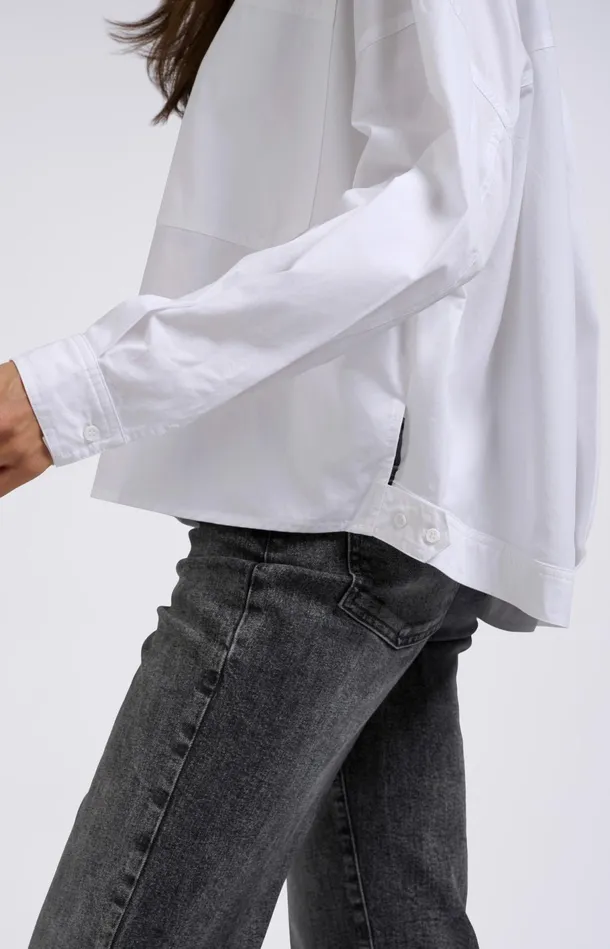 White Blouse With Batwing Sleeves Buttons And Chest Pockets Pure White Women YAYA Blouses White Blouse With Batwing Sleeves Buttons And Chest Pockets Pure White Women YAYA Blouses