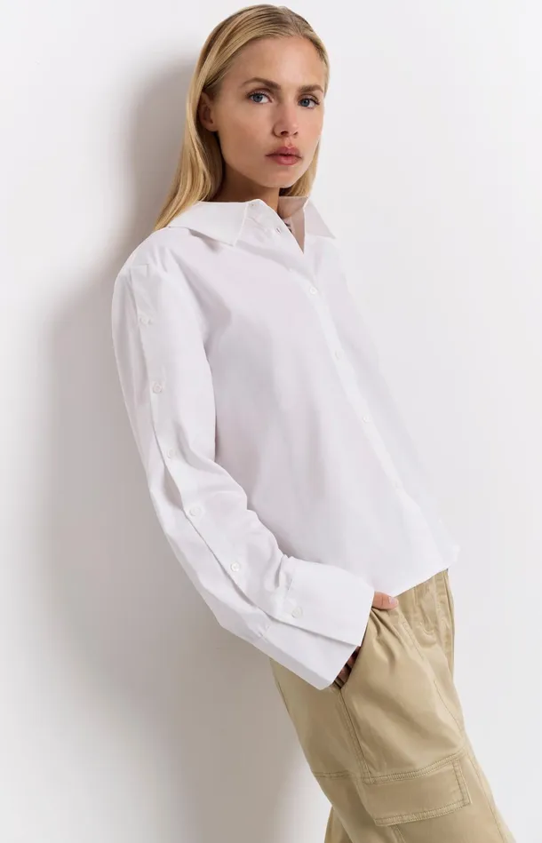White Blouse With Long Sleeves And Button Details Pure White Women YAYA Blouses White Blouse With Long Sleeves And Button Details Pure White Women YAYA Blouses