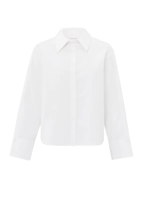 White Blouse With Long Sleeves And Button Details Pure White Women YAYA Blouses White Blouse With Long Sleeves And Button Details Pure White Women YAYA Blouses