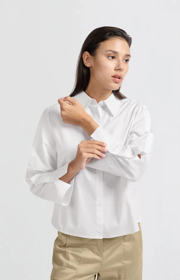 White Blouse With Long Sleeves And Button Details Pure White Women YAYA Blouses White Blouse With Long Sleeves And Button Details Pure White Women YAYA Blouses