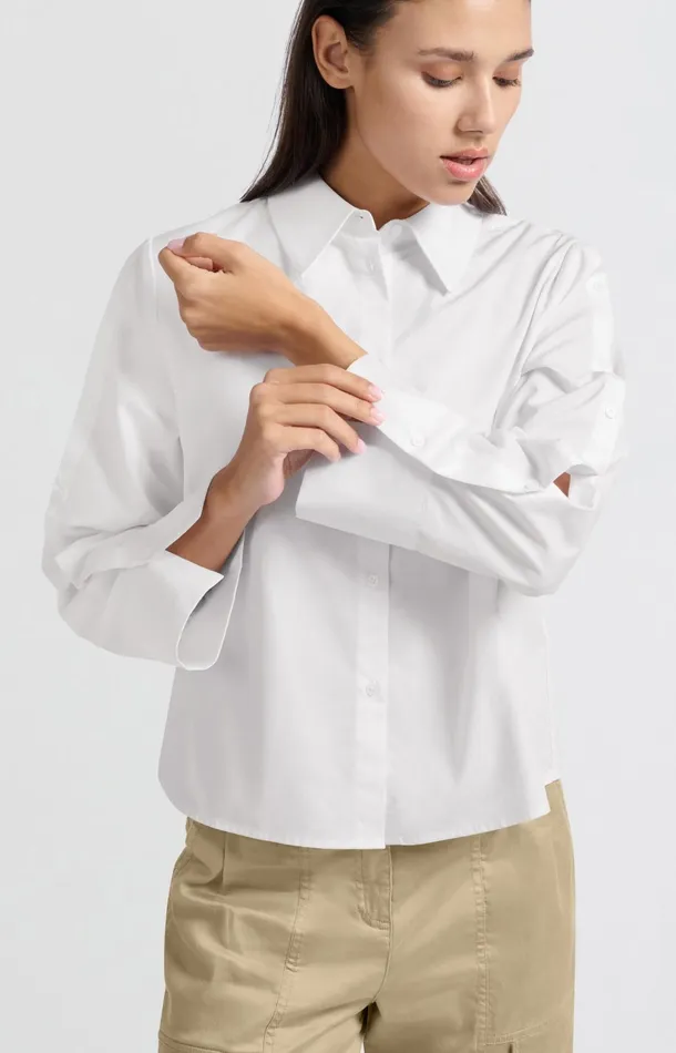 White Blouse With Long Sleeves And Button Details Pure White Women YAYA Blouses White Blouse With Long Sleeves And Button Details Pure White Women YAYA Blouses