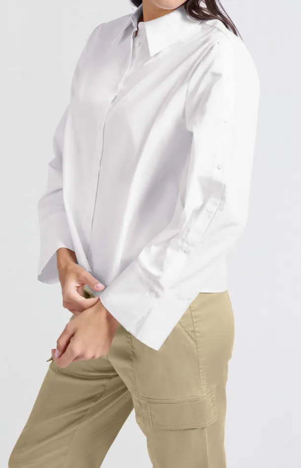 White Blouse With Long Sleeves And Button Details Pure White Women YAYA Blouses White Blouse With Long Sleeves And Button Details Pure White Women YAYA Blouses