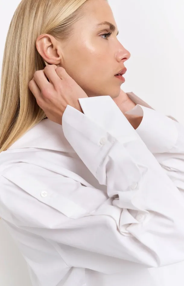 White Blouse With Long Sleeves And Button Details Pure White Women YAYA Blouses White Blouse With Long Sleeves And Button Details Pure White Women YAYA Blouses