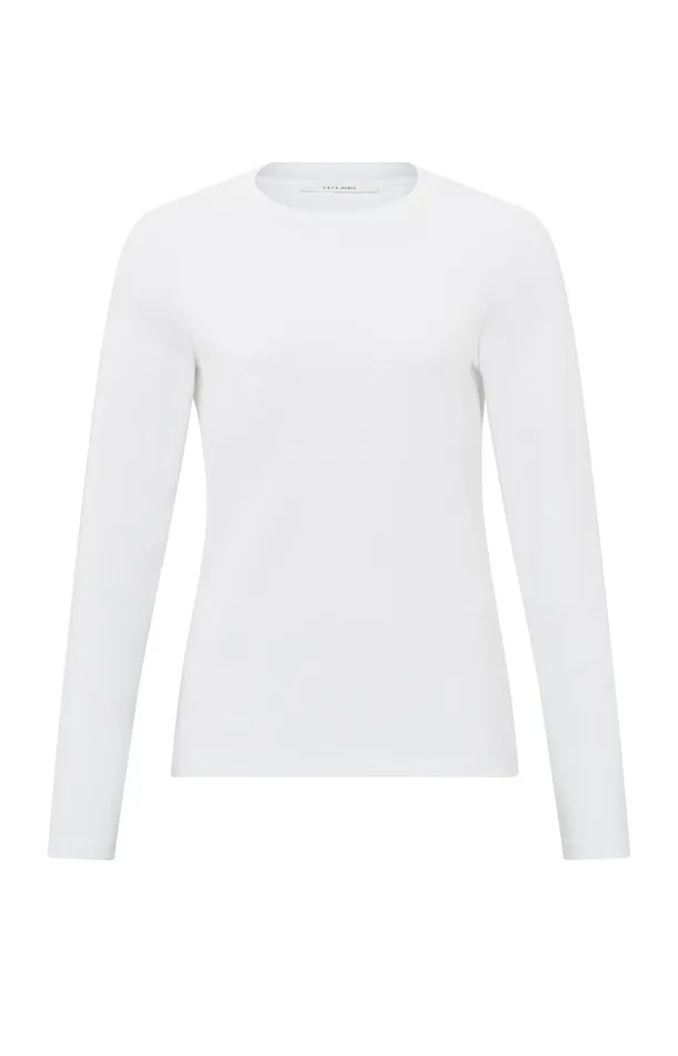 White Tshirt With Long Sleeves And Round Neck Pure White Women YAYA Tops White Tshirt With Long Sleeves And Round Neck Pure White Women YAYA Tops