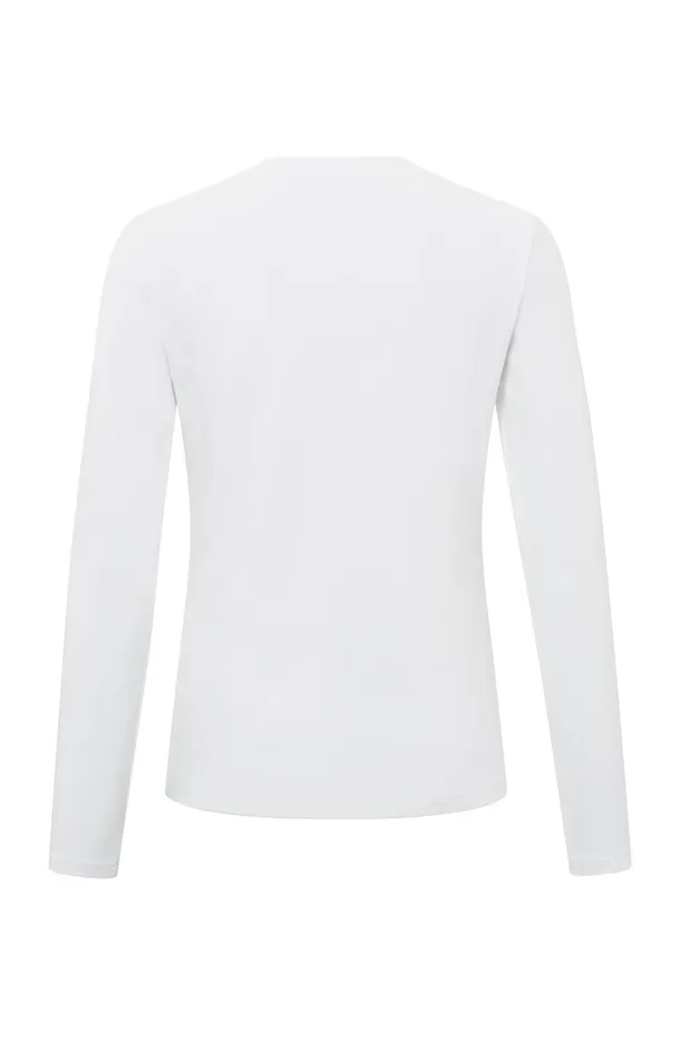White Tshirt With Long Sleeves And Round Neck Pure White Women YAYA Tops White Tshirt With Long Sleeves And Round Neck Pure White Women YAYA Tops