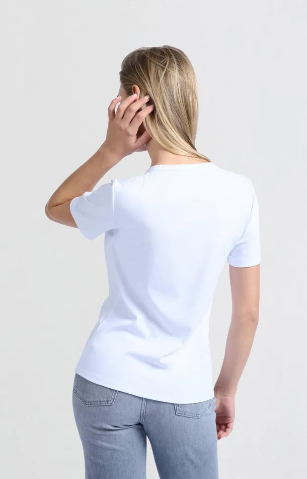 White Tshirt With Short Sleeves And Crew Neck Pure White Women YAYA Tops White Tshirt With Short Sleeves And Crew Neck Pure White Women YAYA Tops