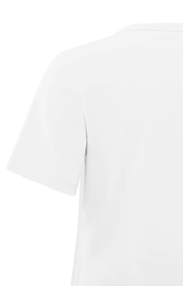 White Tshirt With Short Sleeves And Crew Neck Pure White Women YAYA Tops White Tshirt With Short Sleeves And Crew Neck Pure White Women YAYA Tops