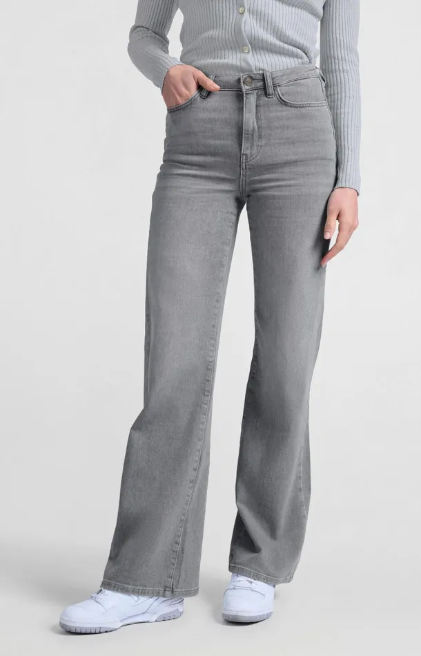 Wideleg Jeans With High Waist L34 Medium Grey Denim Women YAYA Jeans Wideleg Jeans With High Waist L34 Medium Grey Denim Women YAYA Jeans