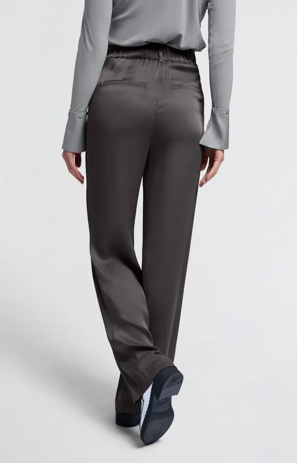 Wideleg Trousers With High Waist And Pleat Details Dark Metal Grey Women YAYA Trousers Wideleg Trousers With High Waist And Pleat Details Dark Metal Grey Women YAYA Trousers