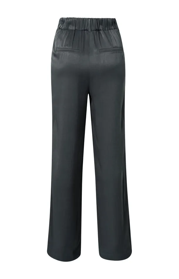Wideleg Trousers With High Waist And Pleat Details Dark Metal Grey Women YAYA Trousers Wideleg Trousers With High Waist And Pleat Details Dark Metal Grey Women YAYA Trousers