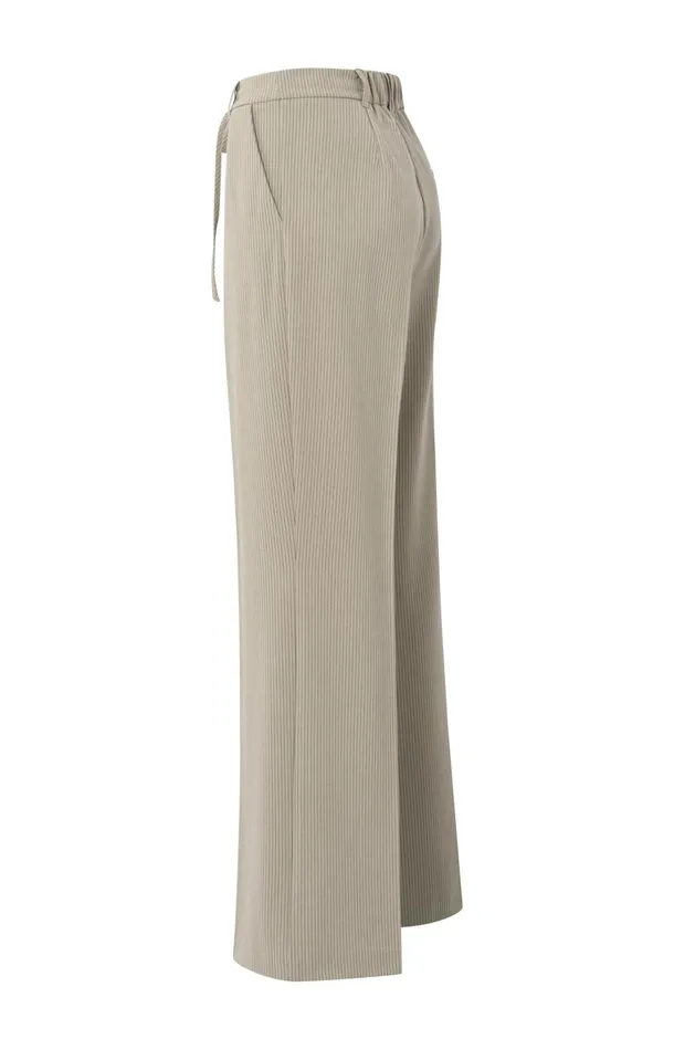 Wideleg Trousers With Pinstripe Humus Beige Dessin Women YAYA Trousers Wideleg Trousers With Pinstripe Humus Beige Dessin Women YAYA Trousers