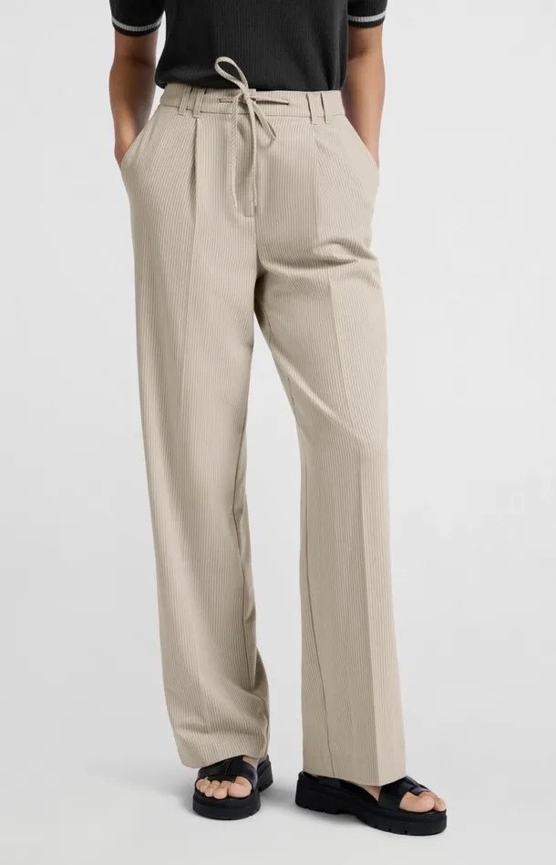Wideleg Trousers With Pinstripe Humus Beige Dessin Women YAYA Trousers Wideleg Trousers With Pinstripe Humus Beige Dessin Women YAYA Trousers