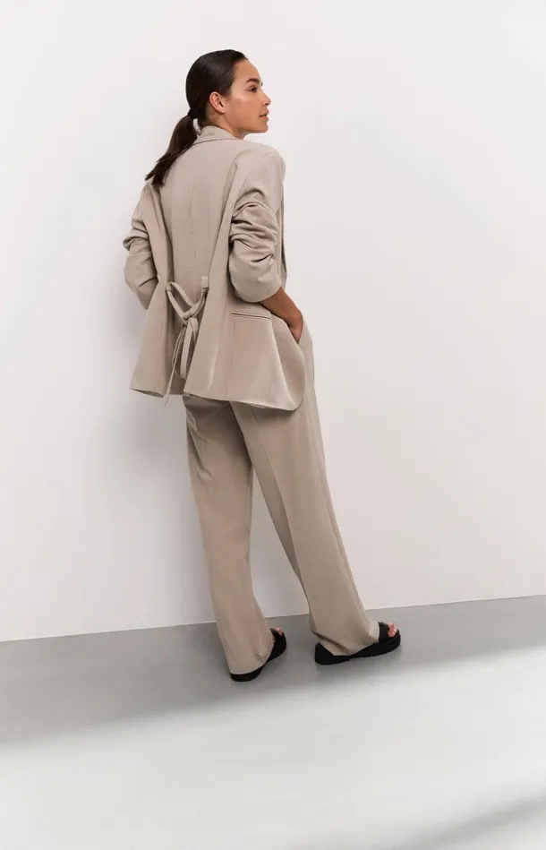 Wideleg Trousers With Pinstripe Humus Beige Dessin Women YAYA Trousers Wideleg Trousers With Pinstripe Humus Beige Dessin Women YAYA Trousers