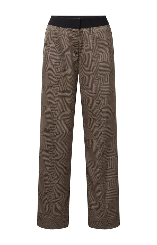 Wide Leg Trousers With Print Caribou Brown Dessin Women YAYA Trousers Wide Leg Trousers With Print Caribou Brown Dessin Women YAYA Trousers