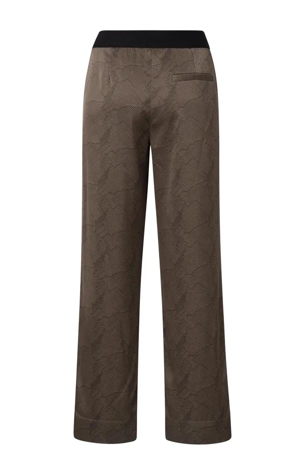 Wide Leg Trousers With Print Caribou Brown Dessin Women YAYA Trousers Wide Leg Trousers With Print Caribou Brown Dessin Women YAYA Trousers