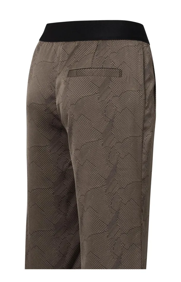 Wide Leg Trousers With Print Caribou Brown Dessin Women YAYA Trousers Wide Leg Trousers With Print Caribou Brown Dessin Women YAYA Trousers