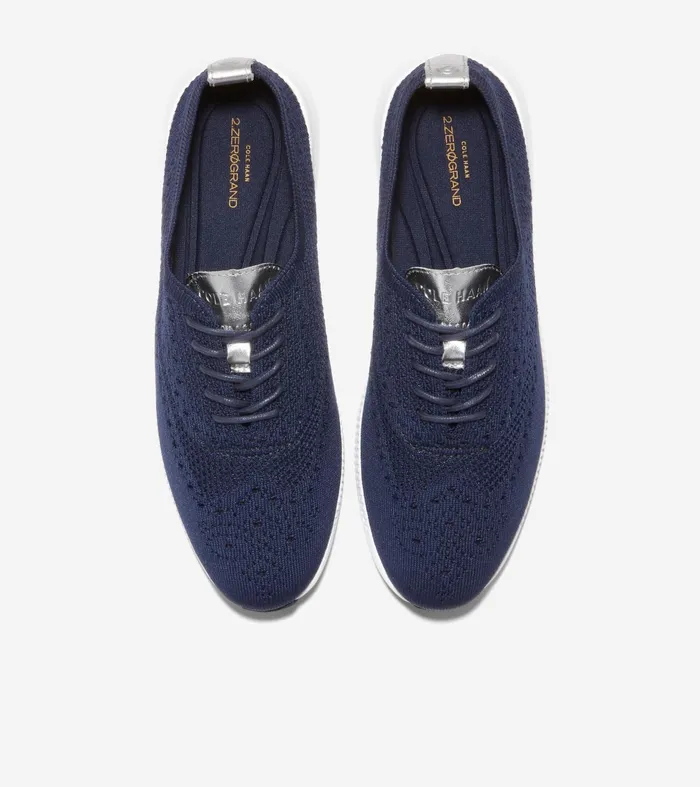 Women 2ZEROslashGRAND Stitchlitetrade Wingtip Oxfords Marine Blue Stitchliteandtradewhite Cole Haan Oxfords