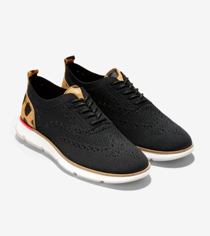 Women 4ZEROslashGRAND Stitchlitetrade Oxfords Black Stitchliteandtradejaguar Haircalf Cole Haan Oxfords