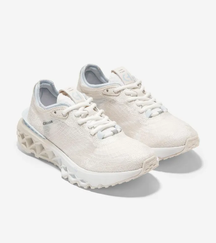 Women 5ZEROslashGRAND Embrostitch Running Shoes Whiteheatherwhite Sand Cole Haan Sneakers