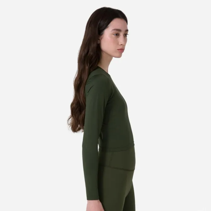 Women Active Long Sleeve Top Deep Olive Greenolive Greenblackgreydark Grey Dark Navy Rapha Archive