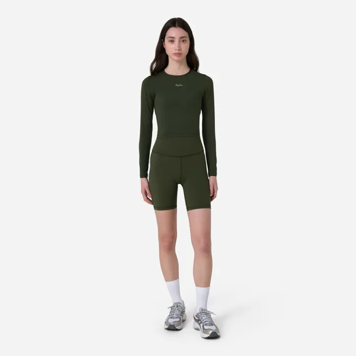 Women Active Long Sleeve Top Deep Olive Greenolive Greenblackgreydark Grey Dark Navy Rapha Archive