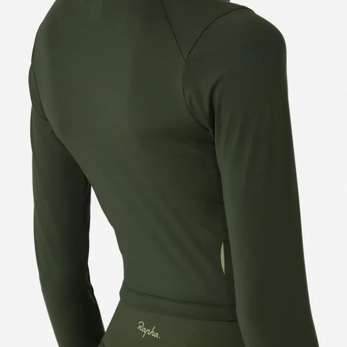 Women Active Long Sleeve Top Deep Olive Greenolive Greenblackgreydark Grey Dark Navy Rapha Archive