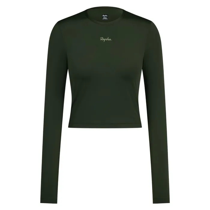 Women Active Long Sleeve Top Deep Olive Greenolive Greenblackgreydark Grey Dark Navy Rapha Archive