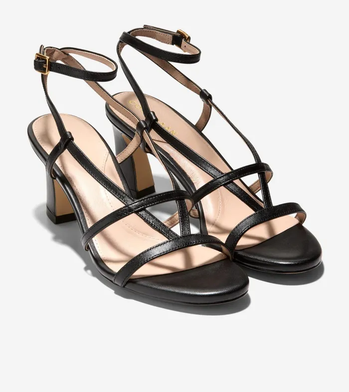 Women Amber Strappy Sandals Black Cole Haan Heels and Pumps