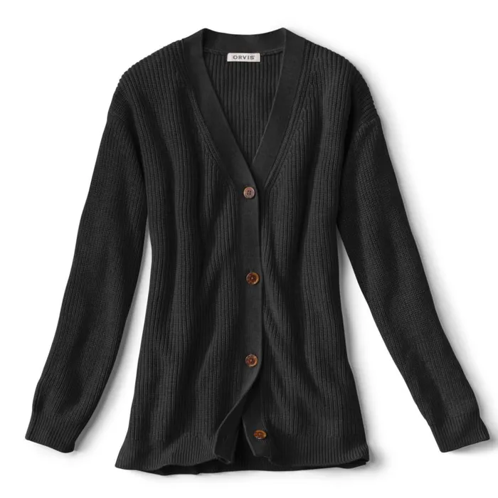 Women Anywear Oversized Ribbed Cardigan Black Orvis Sweaters