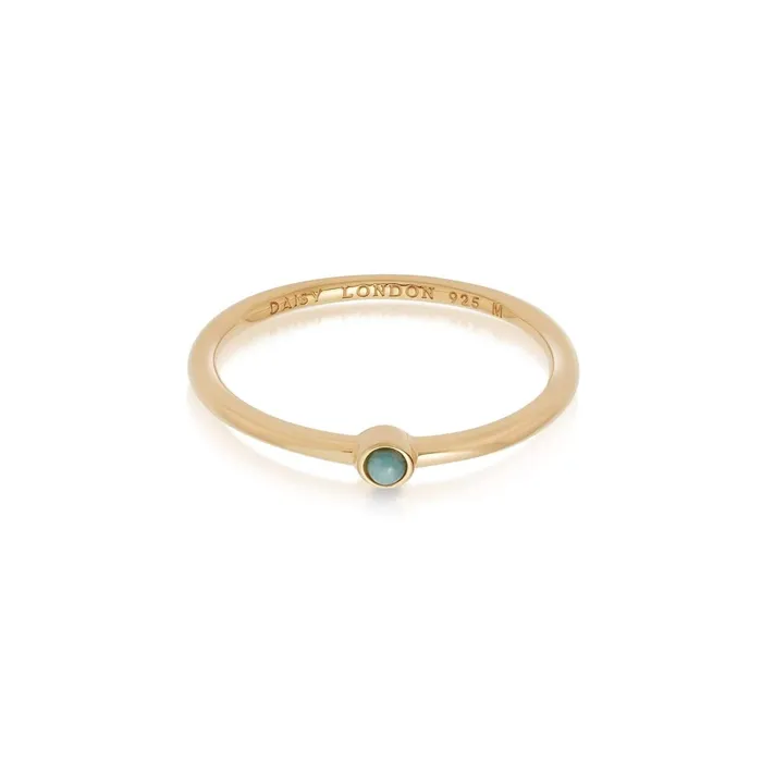 Women Band Rings Daisy London Jewellery Amazonite Healing Stone Ring 18Ct Gold Plate Women Band Rings Daisy London Jewellery Amazonite Healing Stone Ring 18Ct Gold Plate