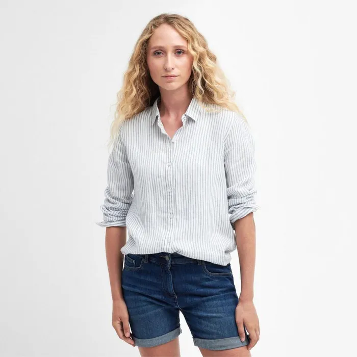 Women Barbourreg Marine Linen Shirt Chambray Stripe Orvis Shirts