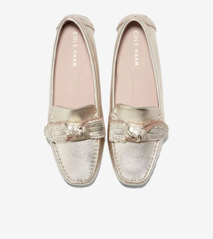 Women Bellport Bow Drivers Soft Gold Cole Haan Loafers and Drivers